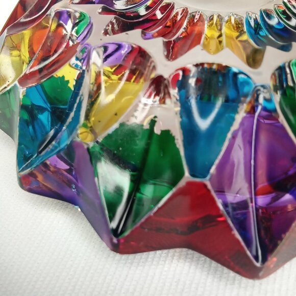 Vintage Glass Ashtray Rainbow Colored Hand Painted In Murano Italy 1970s - Picture 8 of 11